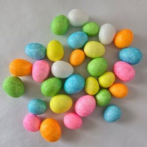 30 Pastel Easter Eggs Decor Set – Glitter Foam Eggs – Spring Tiered Tray Bowl